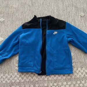 Nike Fleece Jacket Size 5 Black Blue Full Zip Reversible